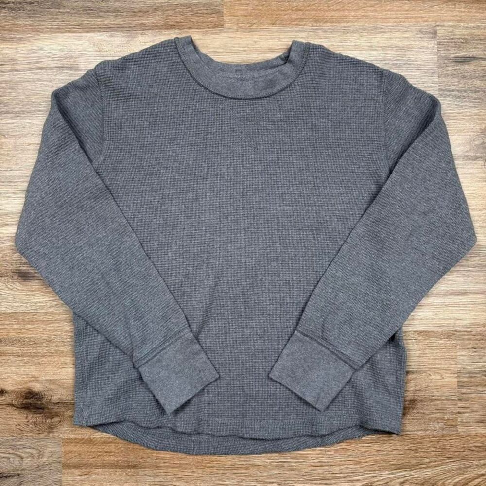 Vintage waffle‎ knit long sleeve crewneck sweater thermal